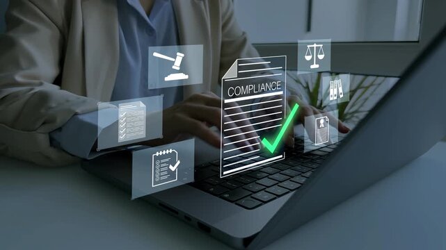 Compliance law,corporate rules concept with documents, checkmarks, regulation.	Modern governance, legal standards, policy management ensuring transparency, safety, structured organizational control.
