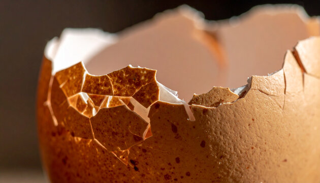 Broken eggshell detail closeup
