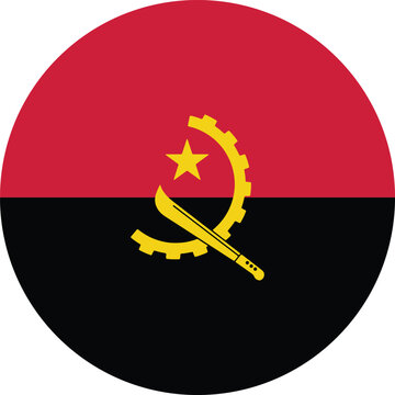 Angola Circle Round Flag Angola Flag Vector