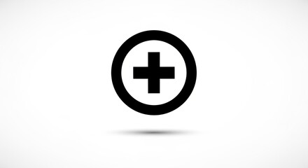 Fototapeta premium Black Plus Sign Inside a Circle Icon on White Background.