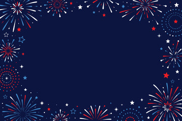 Fourth of July Fireworks Border Background Patriotic USA Celebration © Craftora Studio