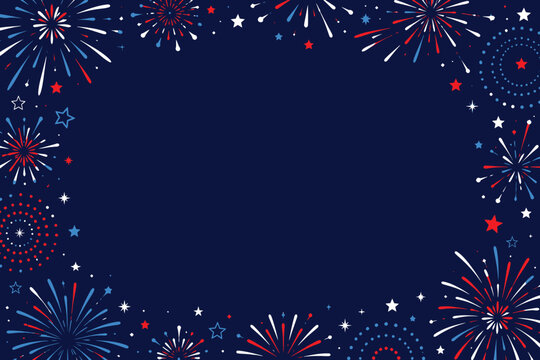 Fourth of July Fireworks Border Background Patriotic USA Celebration