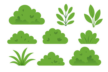 Fototapeta premium Hand drawn shrub bush shrubbery tree. flat vector cartoon tree bush simple icon set