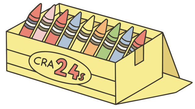 Educational Back to School Illustration with Colourful Crayons and a Box for Learning and Creativity