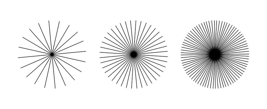 Radial sun line pattern ray shape icon. Vector graphic star circular burst sun linear concentric abstract starburst