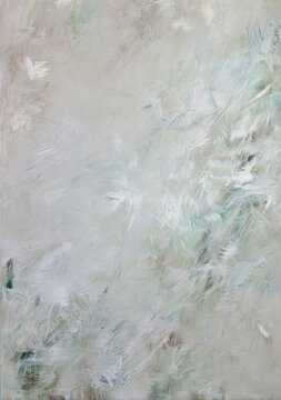 Delicate Abstract Painting with Pastel Textures and Feathery Brush Strokes