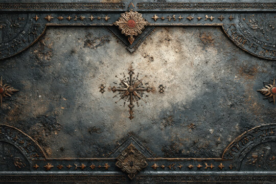 Dark background, ancient texture, subtle arcane markings and symbols on edges.