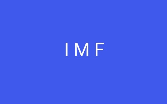blue and white text background 'IMF'