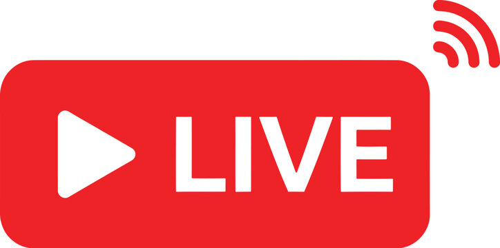 Live streaming play button icon for online video broadcast and social media