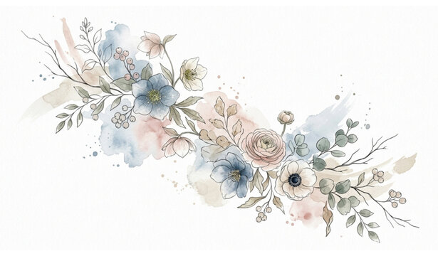 Elegant vintage botanical frame illustration for wedding invitations and greeting cards