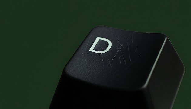 Close up of keycap with the letter d