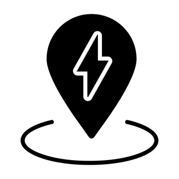 Charging station icon on the map vector. Charging station Illustration sign. Electricity symbol. Charge logo.