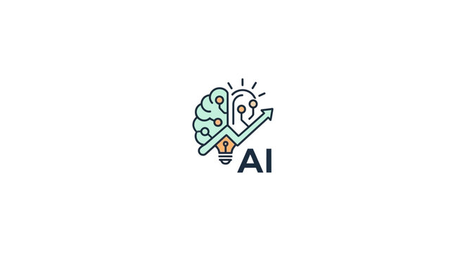 Artificial Intelligence Brain Light Bulb Concept.