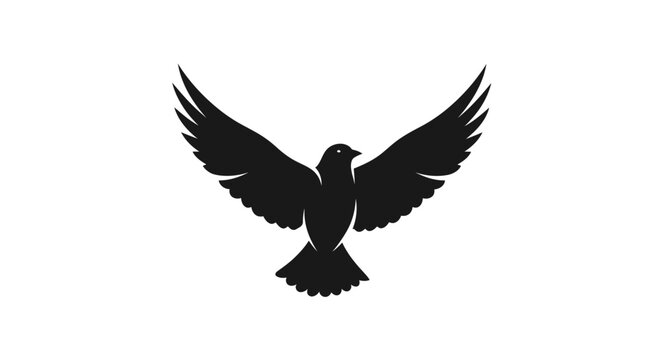 Black bird in flight silhouette.