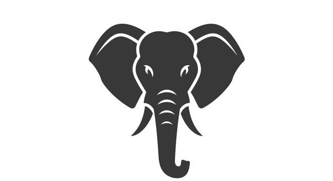 Black Elephant Head Silhouette Closeup.