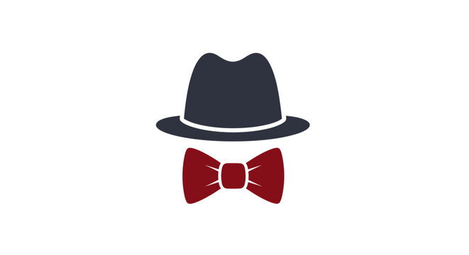 Black hat and red bow tie.