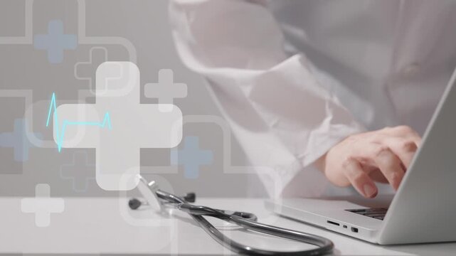 Doctor Working At Computer, Modern Healthcare Concept