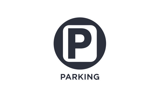 Black Parking Sign Logo Symbol.