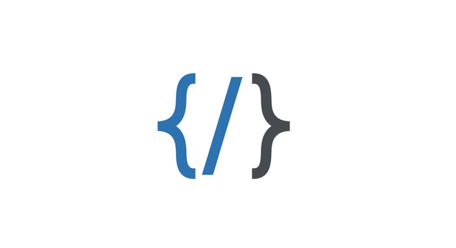 Blue and black curly brackets symbol.