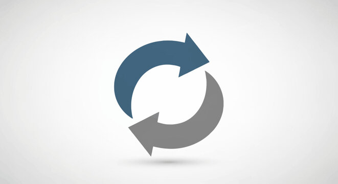 Blue and gray circular arrows symbol.