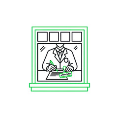 Fototapeta premium Official Approval Stamp on Document by Clerk in Window