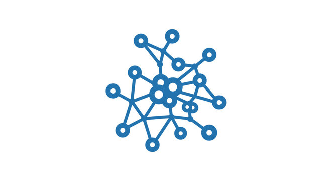 Blue molecular structure network model.