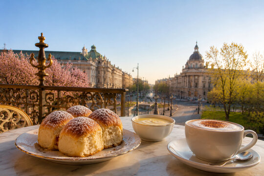 Spring Morning Buchteln and Cappuccino on a Vienna Caf&eacute; Terrace