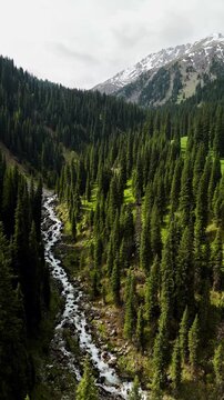 Aerial Mountains landscape in Kazakhstan