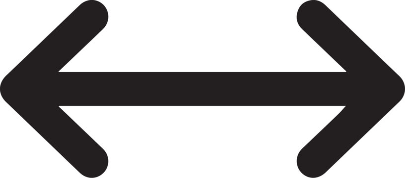 Double arrow icon. Left right direction vector. Horizontal exchange symbol. Swap and transfer sign. Back and forth navigation. Minimalist black line arrow. Symmetrical pointer. UI design element. Two 