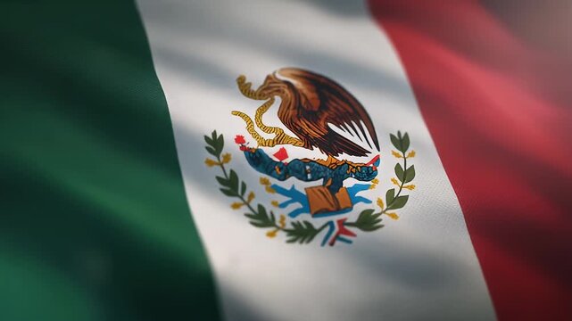 Mexican flag waving proudly in a sunny outdoor setting