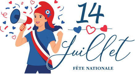 Fototapeta premium 14 Juillet, fête nationale Marianne française avec bonnet phrygien