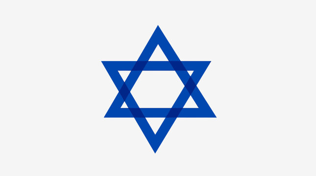 A blue geometric six pointed star shape isolated on a plain white background