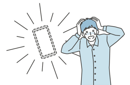 スマホを紛失して焦る男性のイラスト