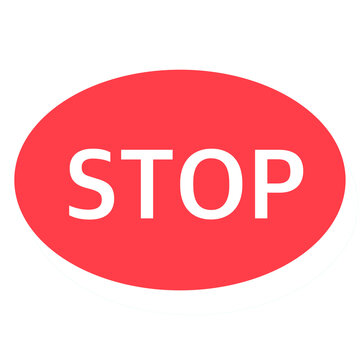 Red Oval Stop Button Warning Label Halt Signal Design Element