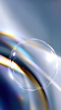 Close-up of a soap bubble with rainbow reflections