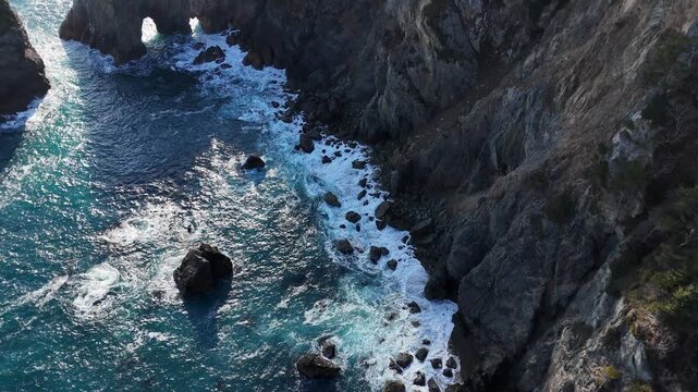 北山崎の断崖絶壁（空撮） - 岩手県下閉伊郡田野畑村,日本