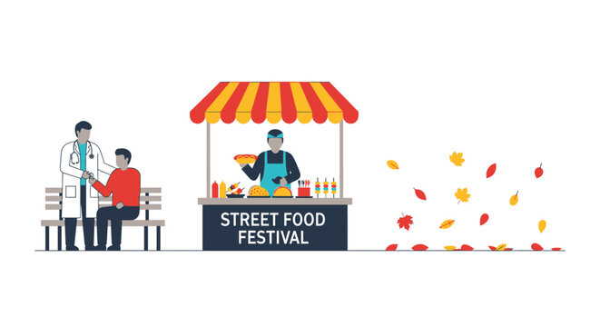 Street Food Festival Stall With Cook.