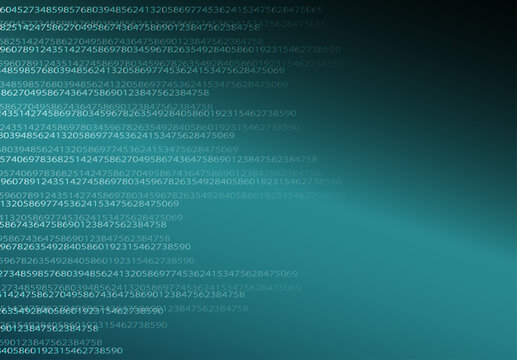 数字が流れるサイバー空間をイメージしたブルーグラデーションのビッグデータ解析向けデジタル背景素材