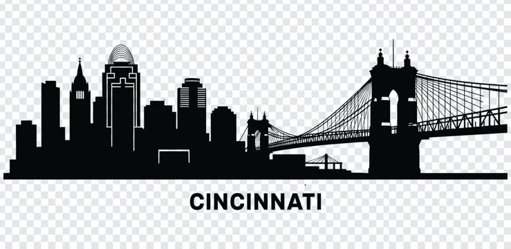 Cincinnati city skyline silhouette, vector illustration