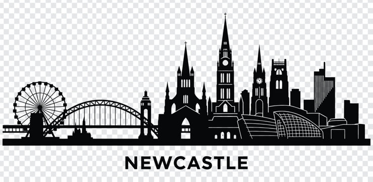 Newcastle city skyline silhouette, england, uk vector illustration