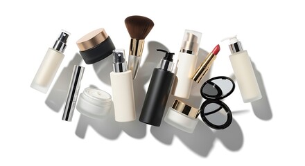 Obraz premium Collection of makeup and skincare products arranged together. premium beauty deals