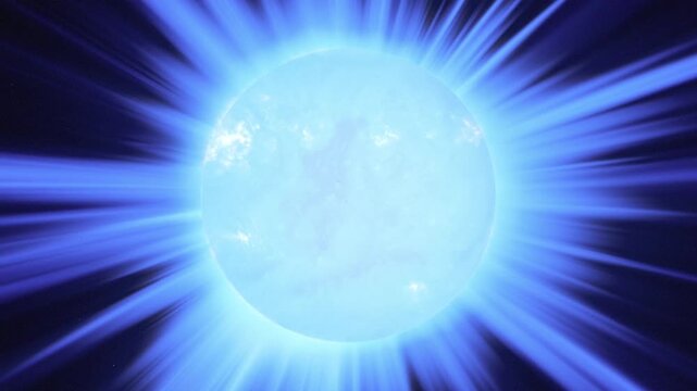 Blue Supergiant / O-Type Star
Animation of a massive, intensely glowing blue O-type main sequence star or blue supergiant in deep space. 