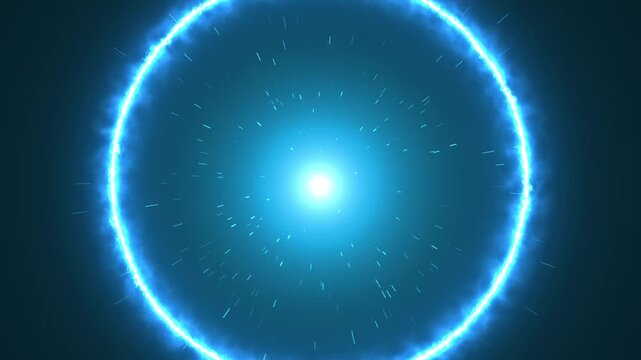 Blue flame-stylized shockwave. Explosion shockwave effect and diffusion wave on a transparent background. Glowing shockwave particles. Explosion shockwave effect. Overlay template. Alpha channel. 4K.