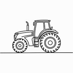 Obraz premium Tractor line drawing vector illustration on white background farm vehicle agricultural machinery