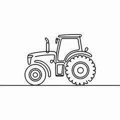Obraz premium Tractor line drawing on white background outline vector illustration agriculture