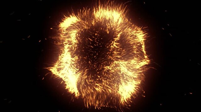 Golden flames, light spots, shockwave particle effects, dissipating smoke. Magical explosion shockwave effect, spreading wave on transparent background. Glowing shockwave particles. Overlay template.