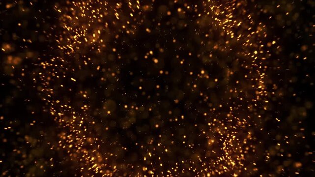 Golden flames light spots shockwave particle effects, dissipating smoke. Magical explosion shockwave effect, spreading wave on transparent background. Glowing shockwave particles. Overlay template.