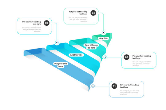 Isometric pyramid chart template with four colorful stages and a place for your text. Infographic diagram divided into four options with numbers for workflow layout, banner or web design.
