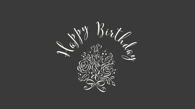 Happy Birthday - Floral Arch Text Animation (Alpha Channel)