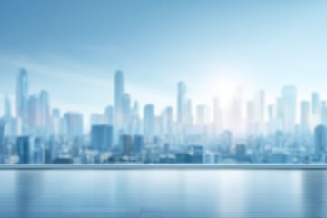 Naklejka premium Soft Blurred City Skyline Business Background with Bright Daylight